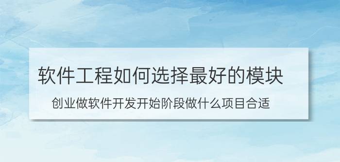 软件工程如何选择最好的模块 创业做软件开发开始阶段做什么项目合适？